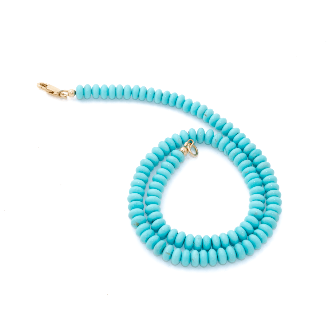6mm Mexican Turquoise Rondelle Beaded Necklace - Kingdom Jewelry