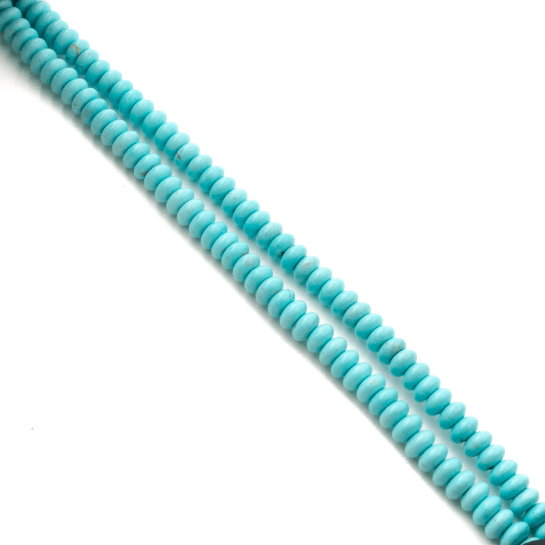 6mm Mexican Turquoise Rondelle Beaded Necklace - Kingdom Jewelry