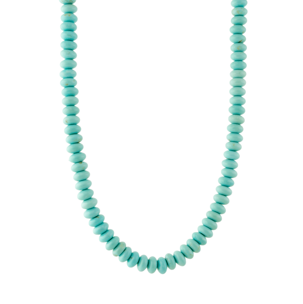 6mm Mexican Turquoise Rondelle Beaded Necklace - Kingdom Jewelry