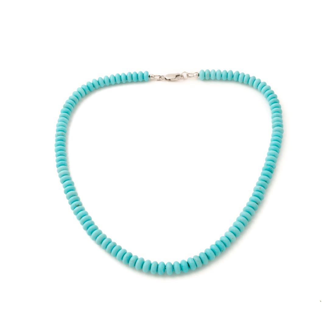 6mm Mexican Turquoise Rondelle Beaded Necklace - Kingdom Jewelry