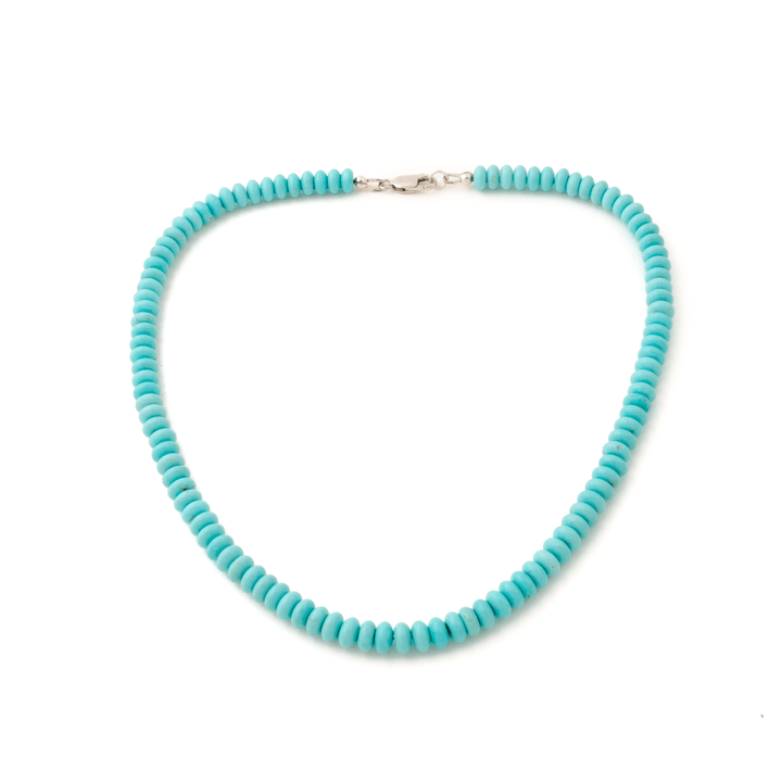 6mm Mexican Turquoise Rondelle Beaded Necklace - Kingdom Jewelry