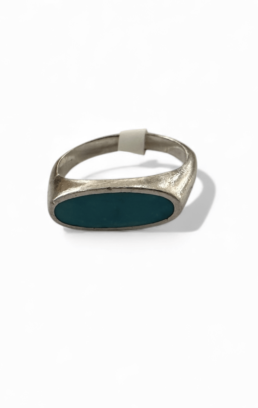 925 Silver Oval Turquoise Inlay Ring - Kingdom Jewelry