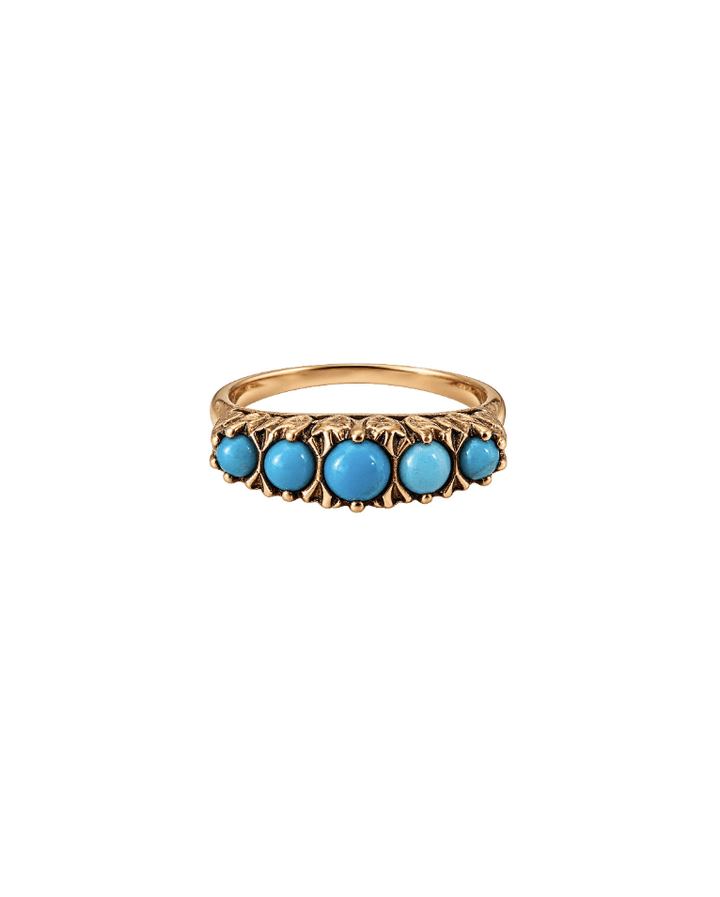 9K Vintage Victorian 5 Stone Turquoise Ring - Kingdom Jewelry