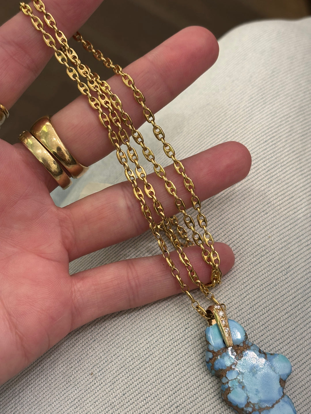 14K Yellow Gold 23.5 Inch Marine Link Chain