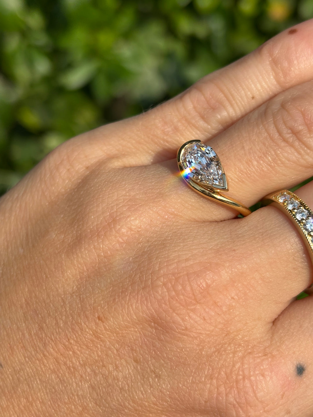 18K East-West 2.08 ct Antique Pear Lab Diamond Ring
