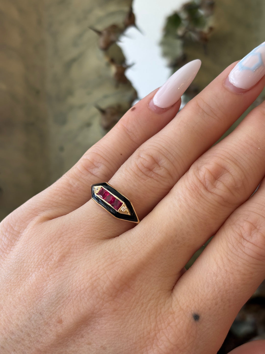 14k yellow gold diamond and ruby ring