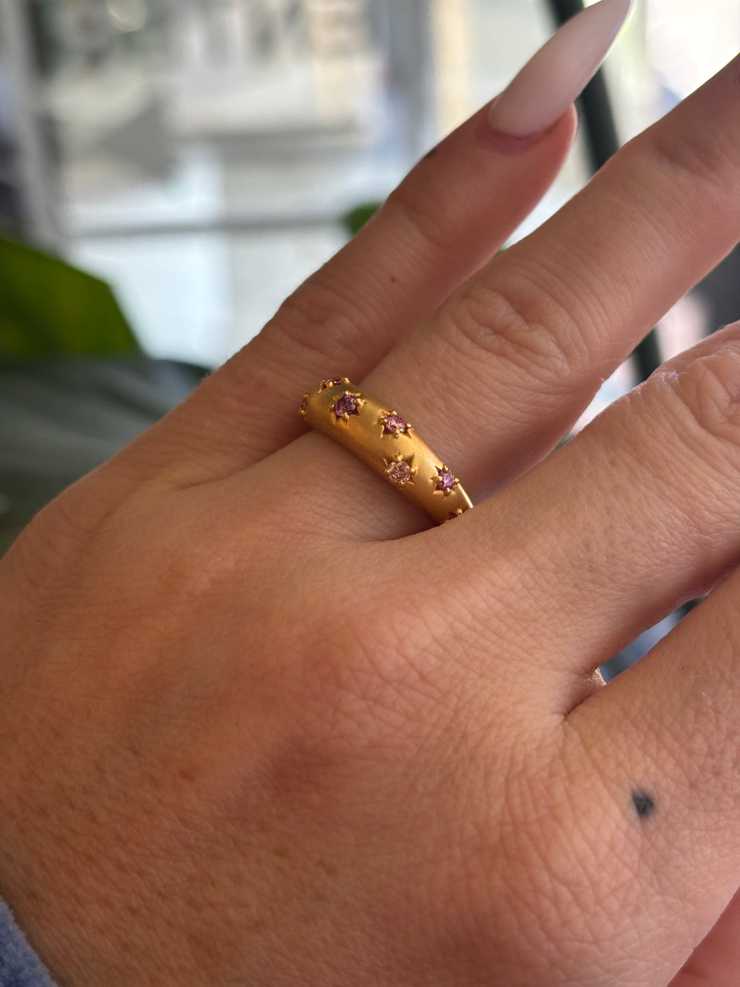 14K Yellow Gold Pink Lab Diamond Ring