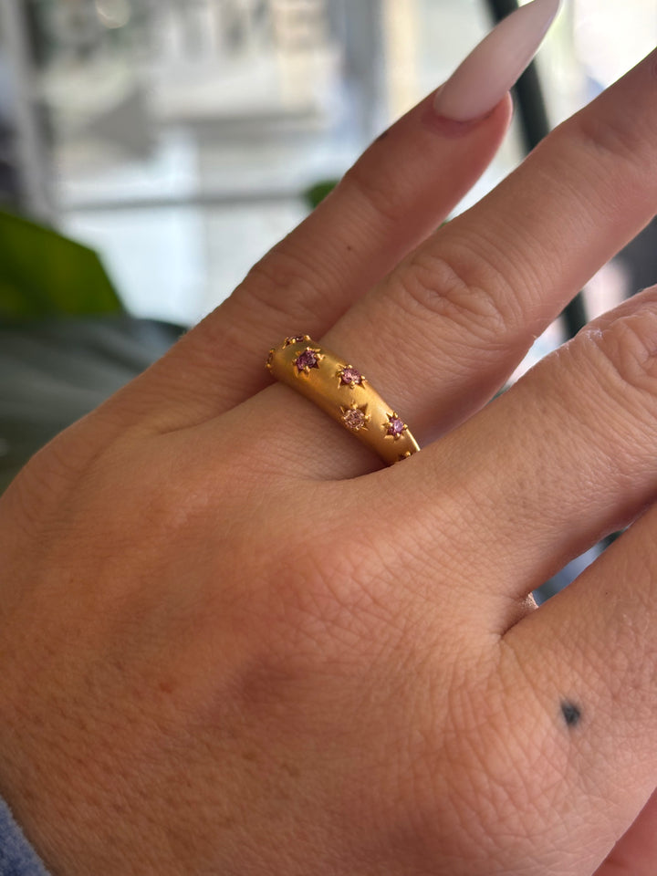 14K Yellow Gold Pink Lab Diamond Ring