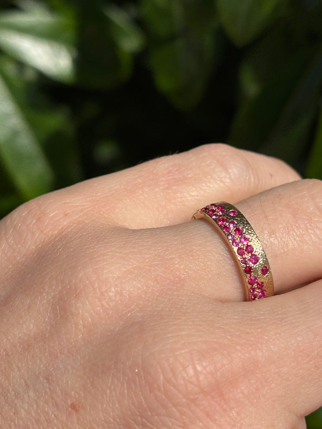 Ruby and Sapphire 14k Yellow Gold Confetti Band