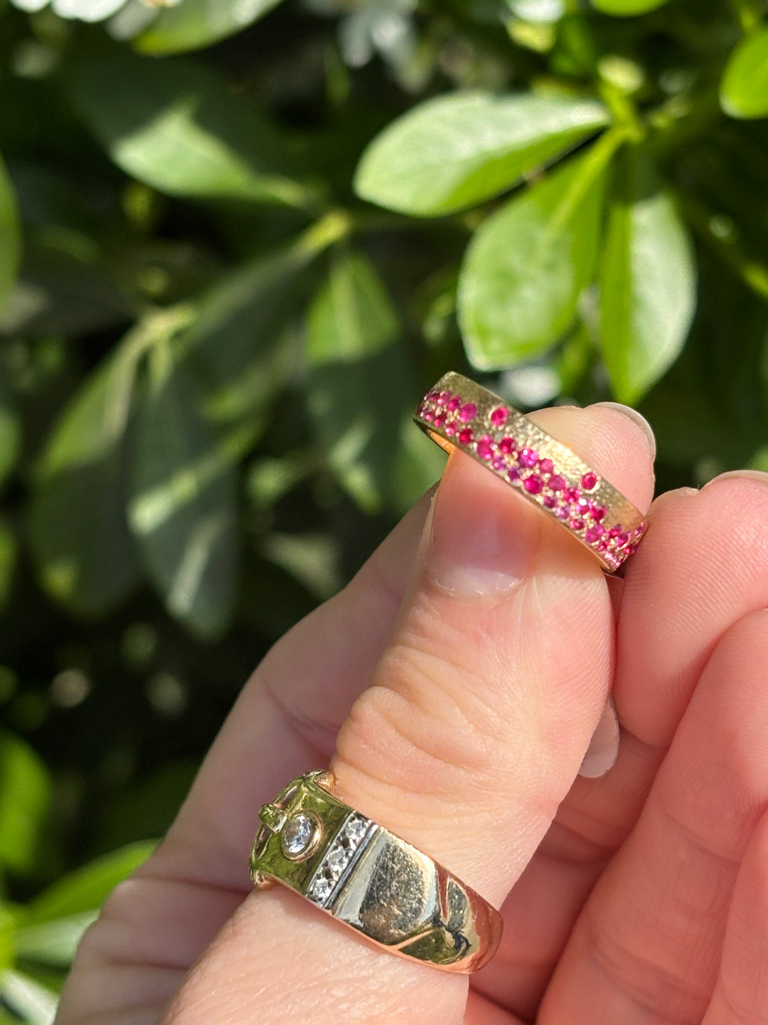Ruby and Sapphire 14k Yellow Gold Confetti Band