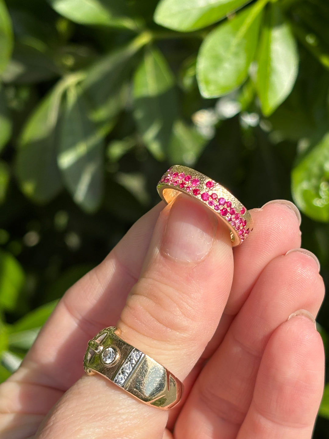 Ruby and Sapphire 14k Yellow Gold Confetti Band
