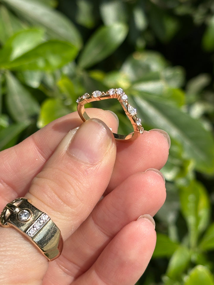 V Shape 14K Yellow Gold Lab Diamond Ring