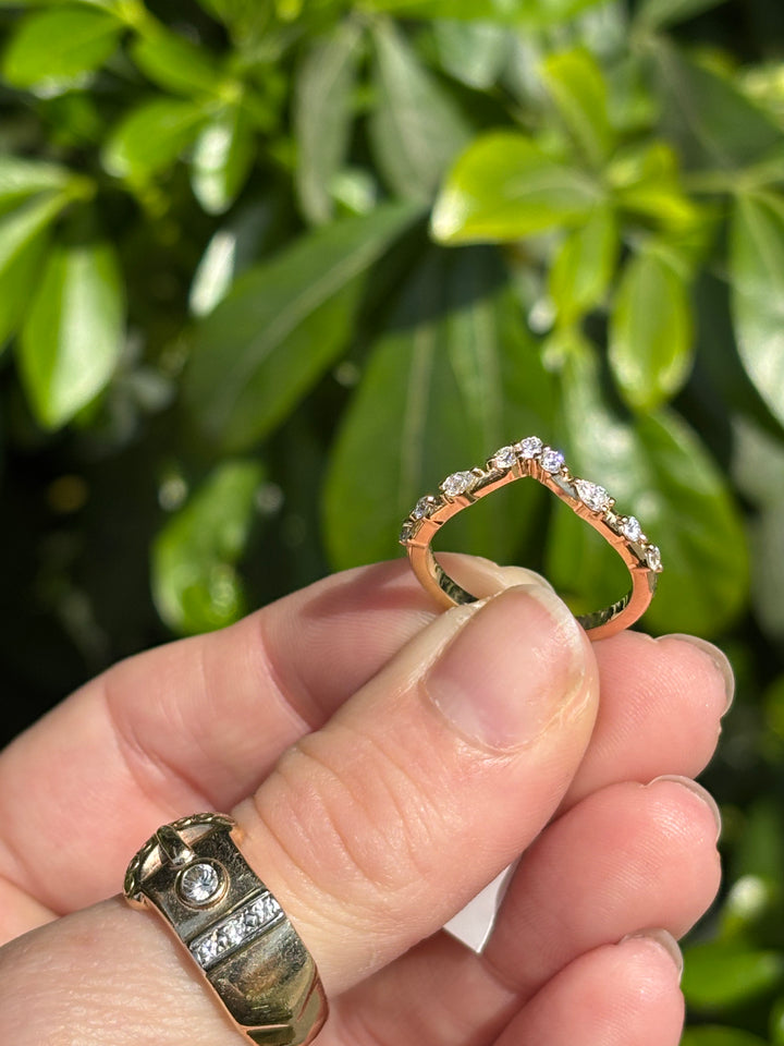 V Shape 14K Yellow Gold Lab Diamond Ring