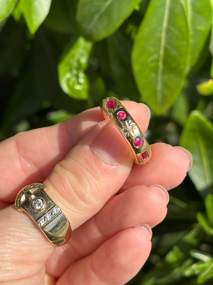 14k Gold x 5mm Multi-Cut Ruby & Diamond "Starliner" Eternity Band
