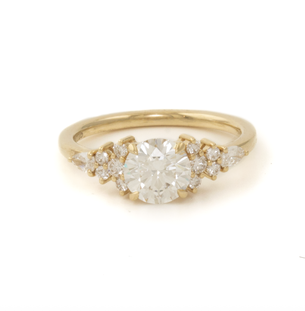 14K Yellow Gold Round lab grown diamond Ring