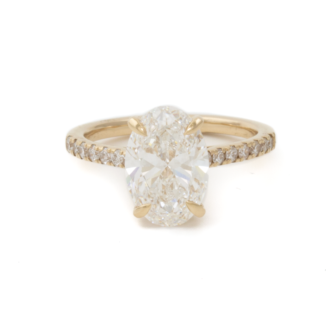 14k 2.68ct D VVS2 Lab Oval Cathedral Solitaire Engagement Ring