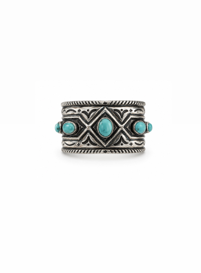 Etched Navajo cuff by Natan
