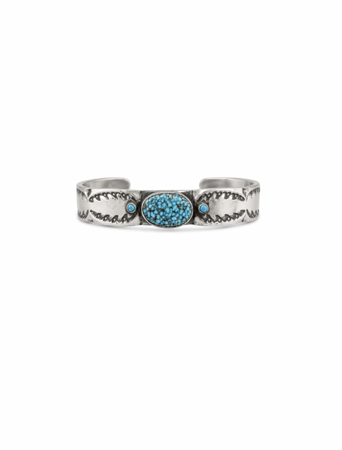 Kingman Turquoise Silver Southwestern Cuff