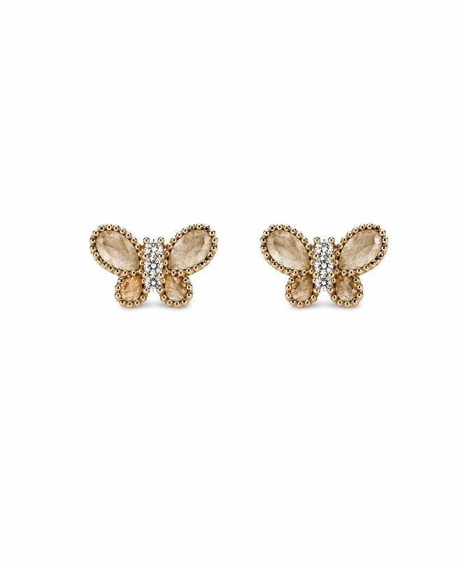 14K Yellow Gold Butterfly Earrings