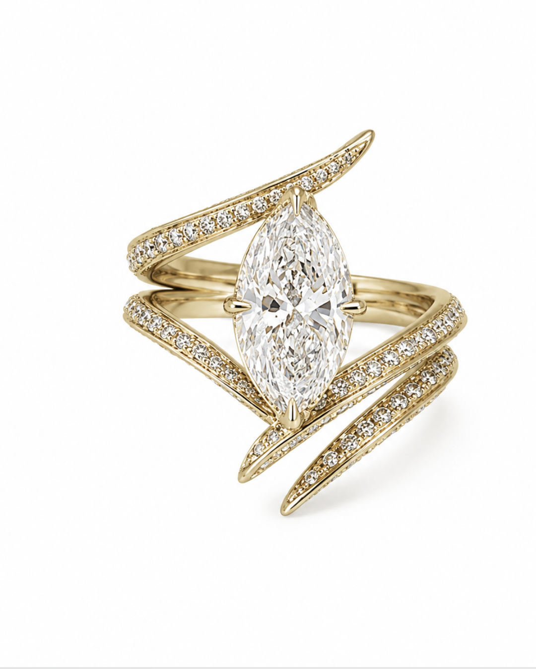 14kt Yellow Gold Marquise Bypass Ring