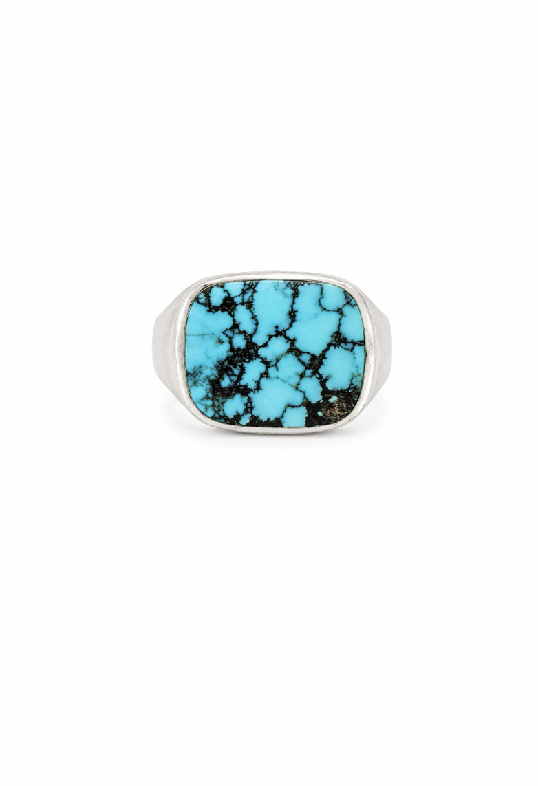 Hubei Turquoise x Silver Inlay Ring