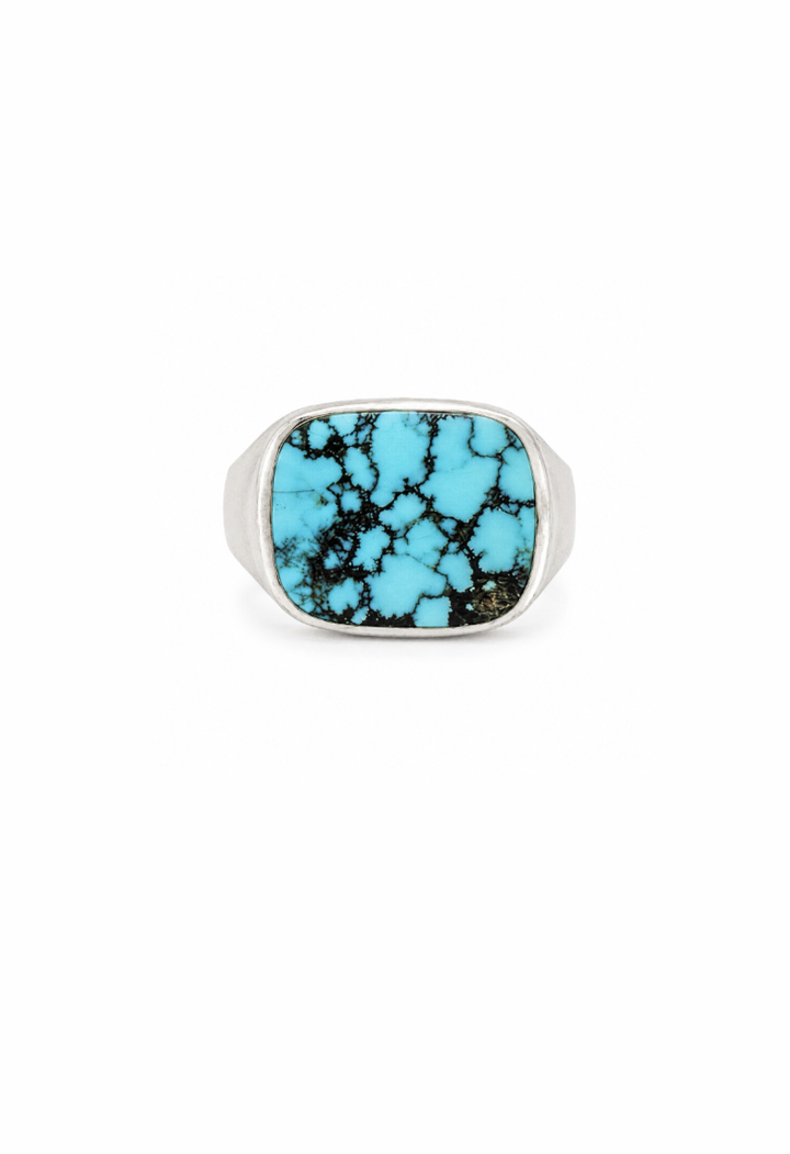 Hubei Turquoise x Silver Inlay Ring