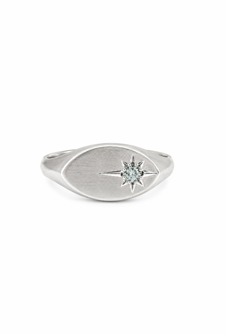 Sterling Silver x Sapphire Off Centered East West Ring