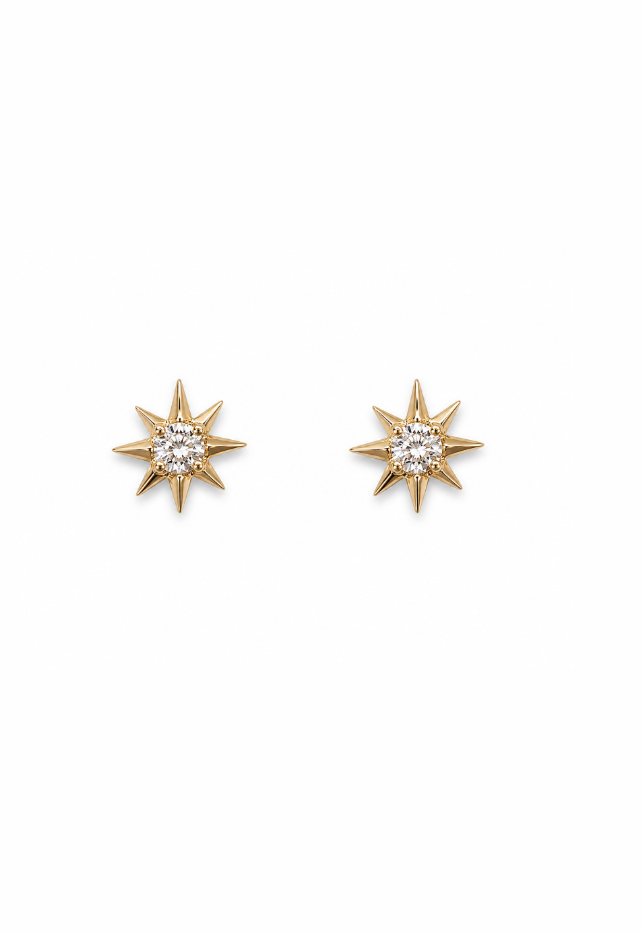 Gold Starburst Stud Earrings