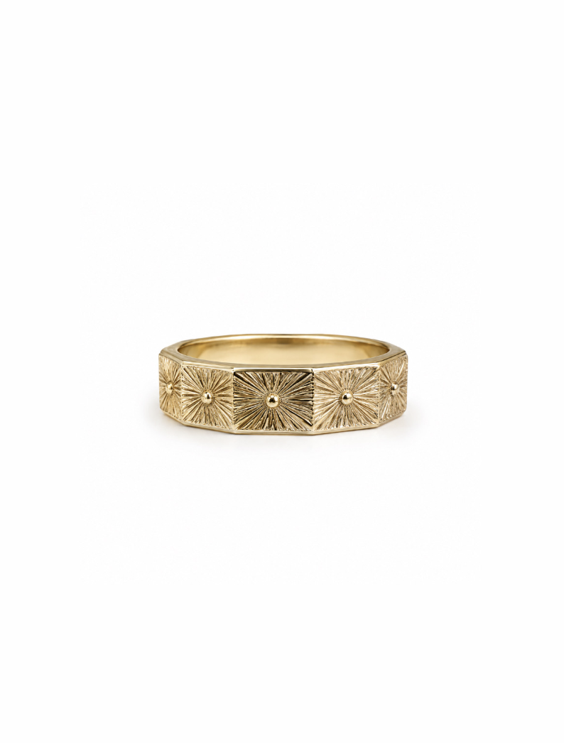 Vintage Sunburst 10k Gold Band