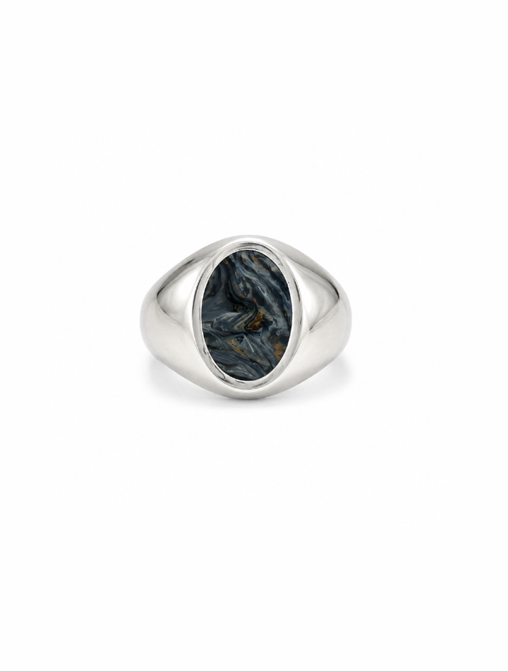 Oval Pietersite Inlay Silver Ring