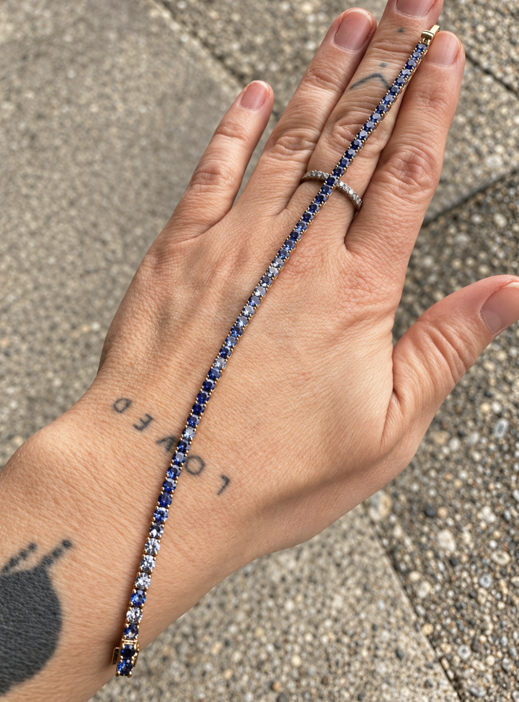 3mm Madagascar Heated Blue Ombré Sapphire 14K Yellow Gold 7” Tennis Bracelet