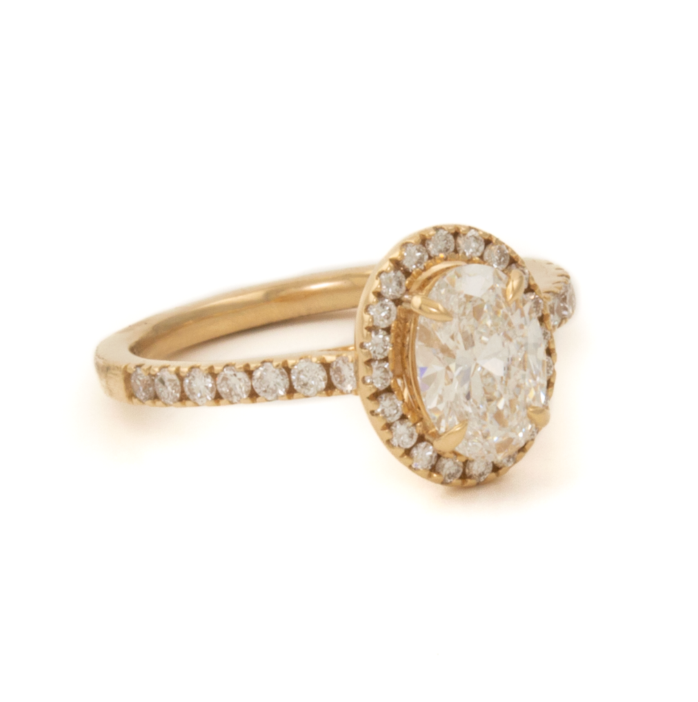 14k 3.51ct E VS1 Solitaire Oval Halo Engagement Ring