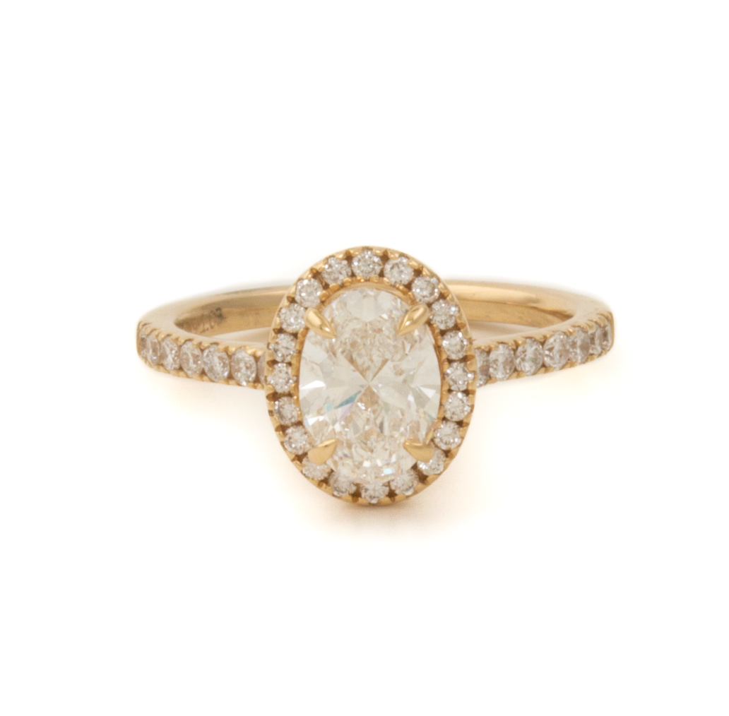 14k 3.51ct E VS1 Solitaire Oval Halo Engagement Ring