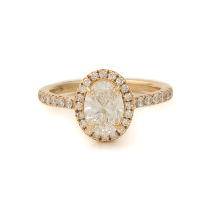 14k 3.51ct E VS1 Solitaire Oval Halo Engagement Ring