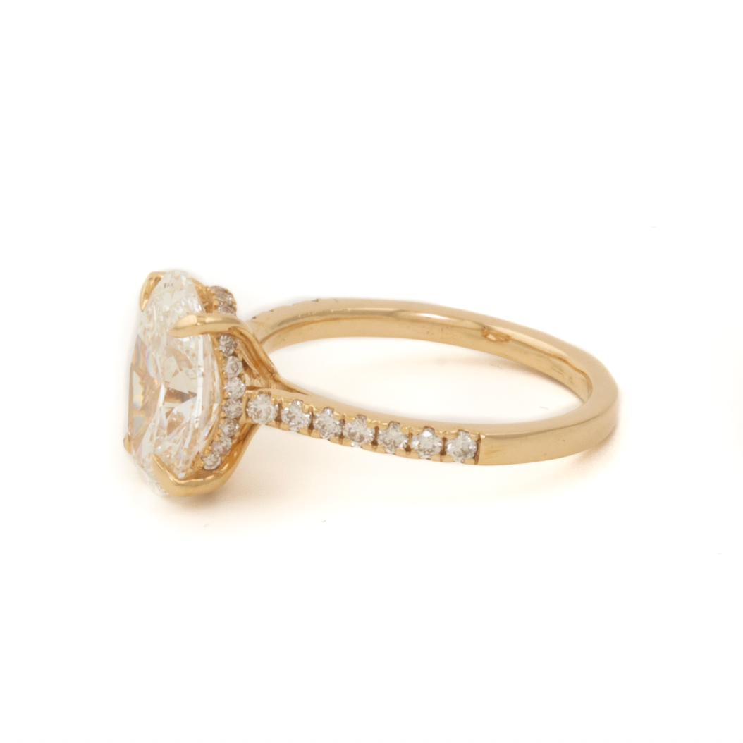 14k 2.68ct D VVS2 Lab Oval Cathedral Solitaire Engagement Ring