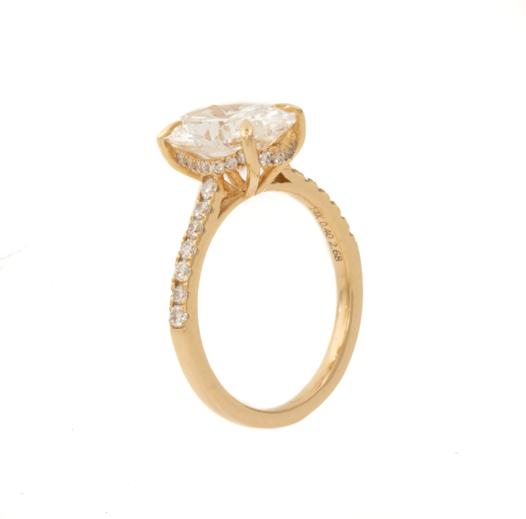 14k 2.68ct D VVS2 Lab Oval Cathedral Solitaire Engagement Ring