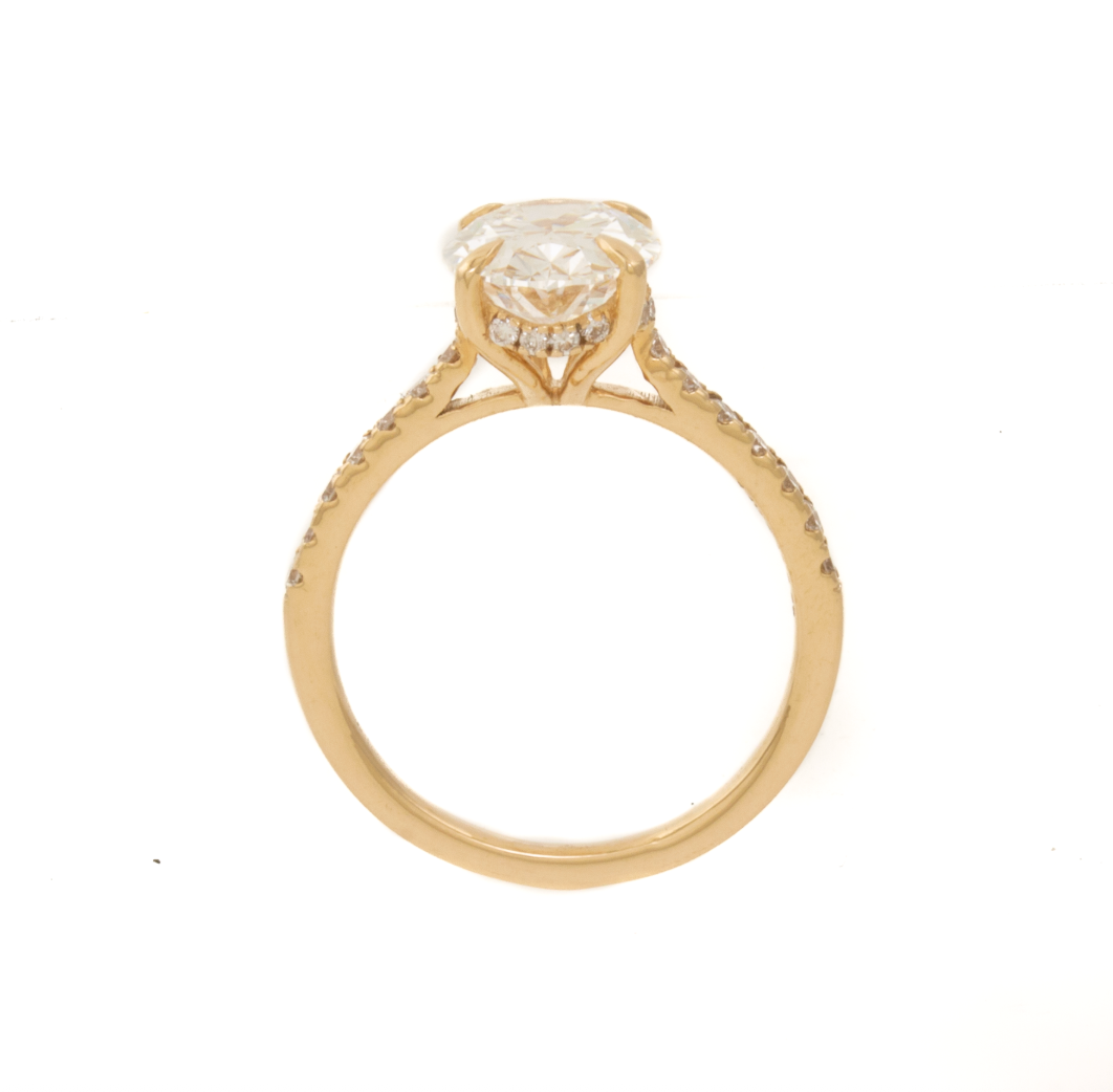 14k 2.68ct D VVS2 Lab Oval Cathedral Solitaire Engagement Ring