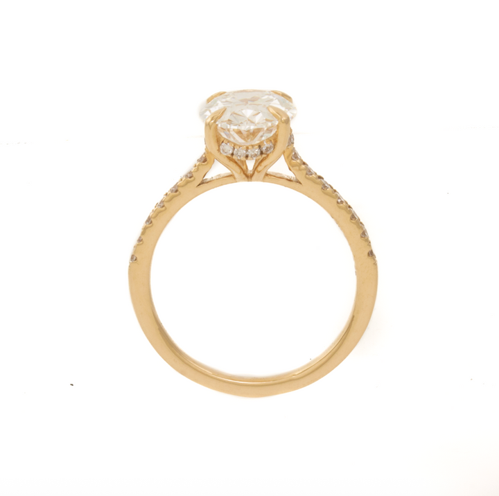 3.05 F VS1 Oval Lab Diamond Cathedral Solitaire Engagement Ring