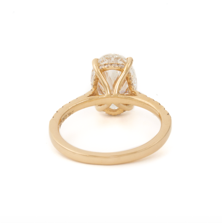 3.05 F VS1 Oval Lab Diamond Cathedral Solitaire Engagement Ring