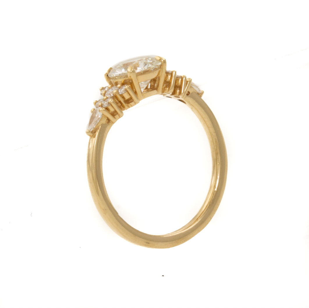 14K Yellow Gold Round lab grown diamond Ring