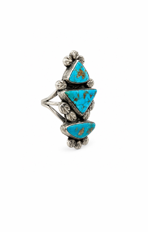 1950's Navajo Natural Turquoise x Split Shank Ring