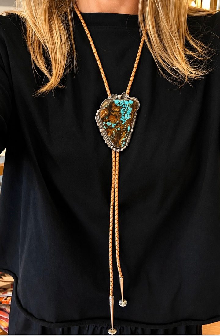 Vintage 1970's Bolo X Natural American Turquoise