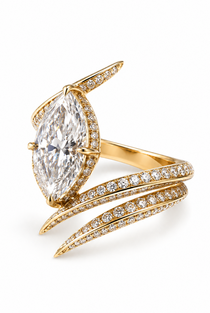 14kt Yellow Gold Marquise Bypass Ring