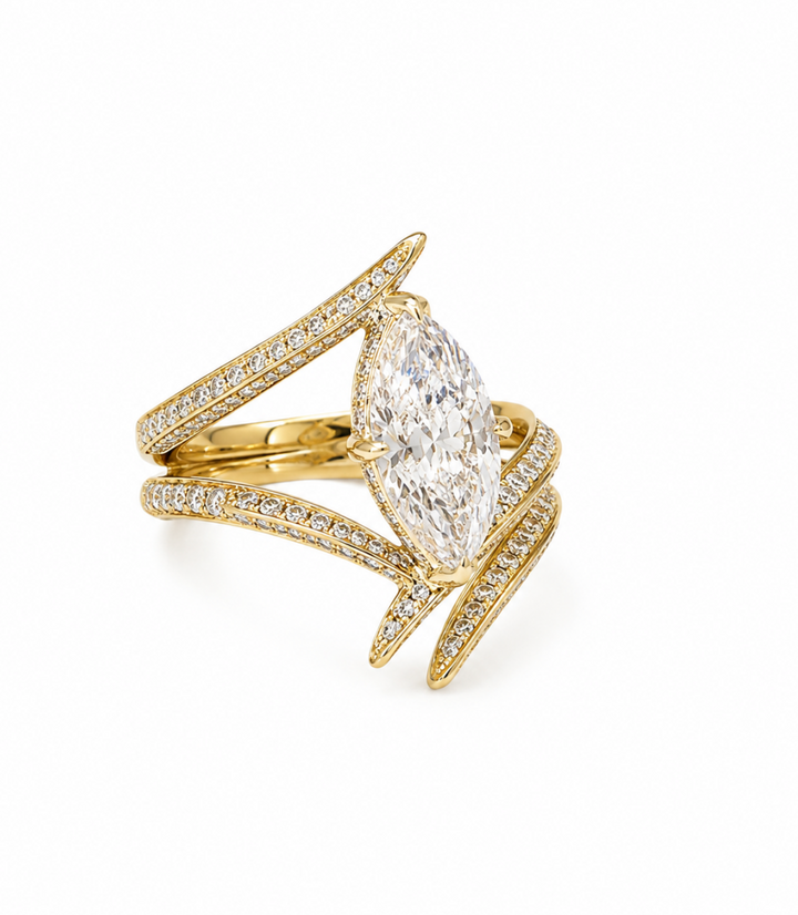 14kt Yellow Gold Marquise Bypass Ring