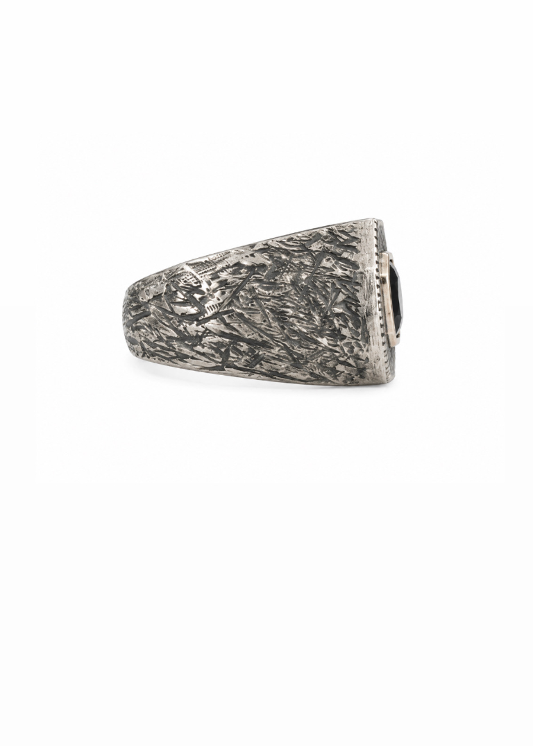 Silver & 14k Gold Bezel x Brutalist Nigerian Sapphire Shield Signet