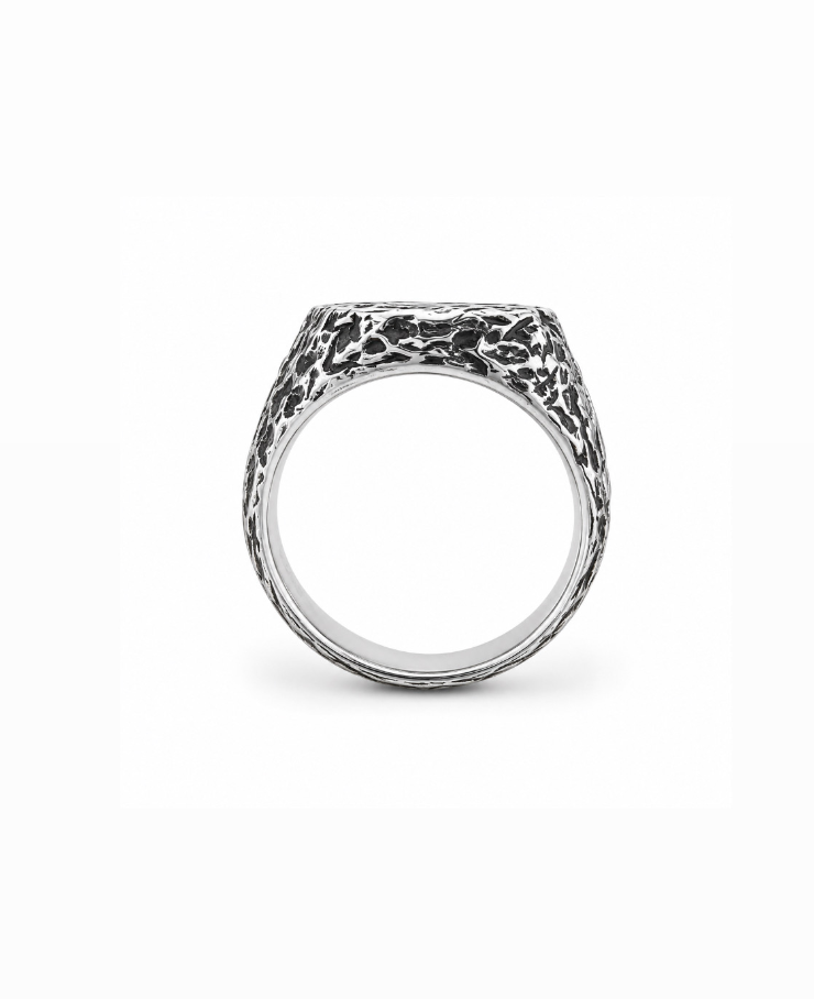 Oval Distressed Sapphire Signet Ring