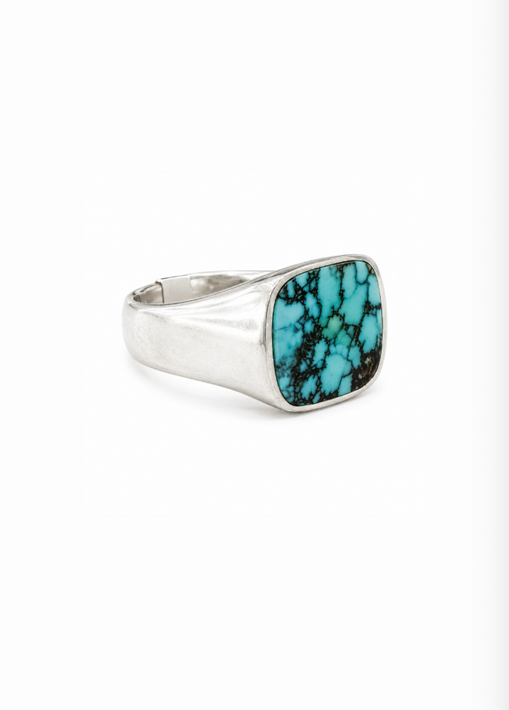 Hubei Turquoise x Silver Inlay Ring