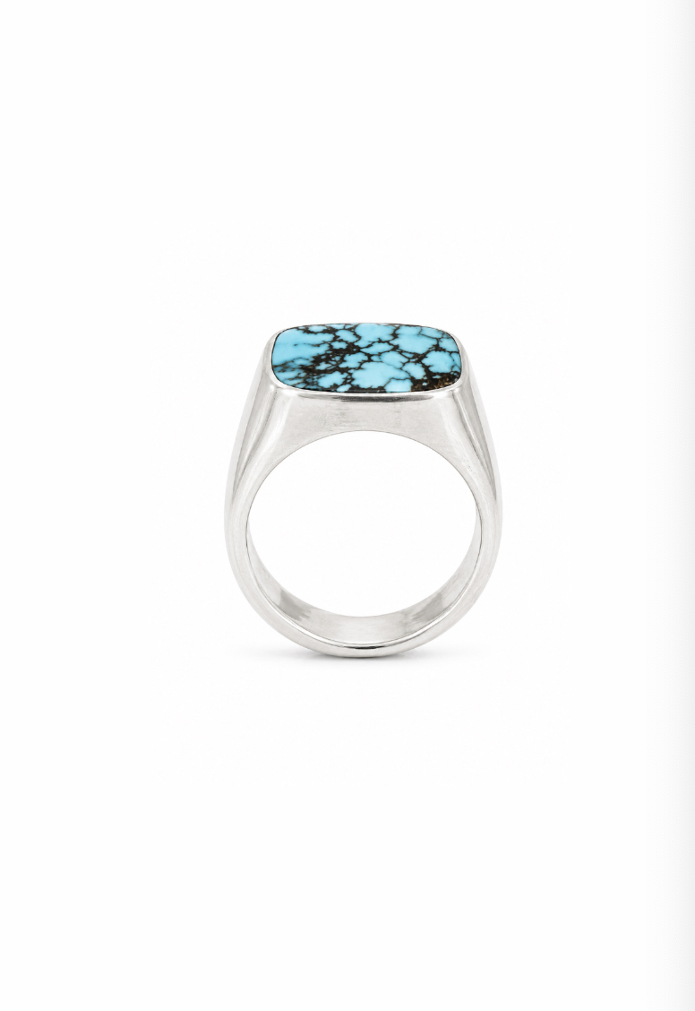 Hubei Turquoise x Silver Inlay Ring