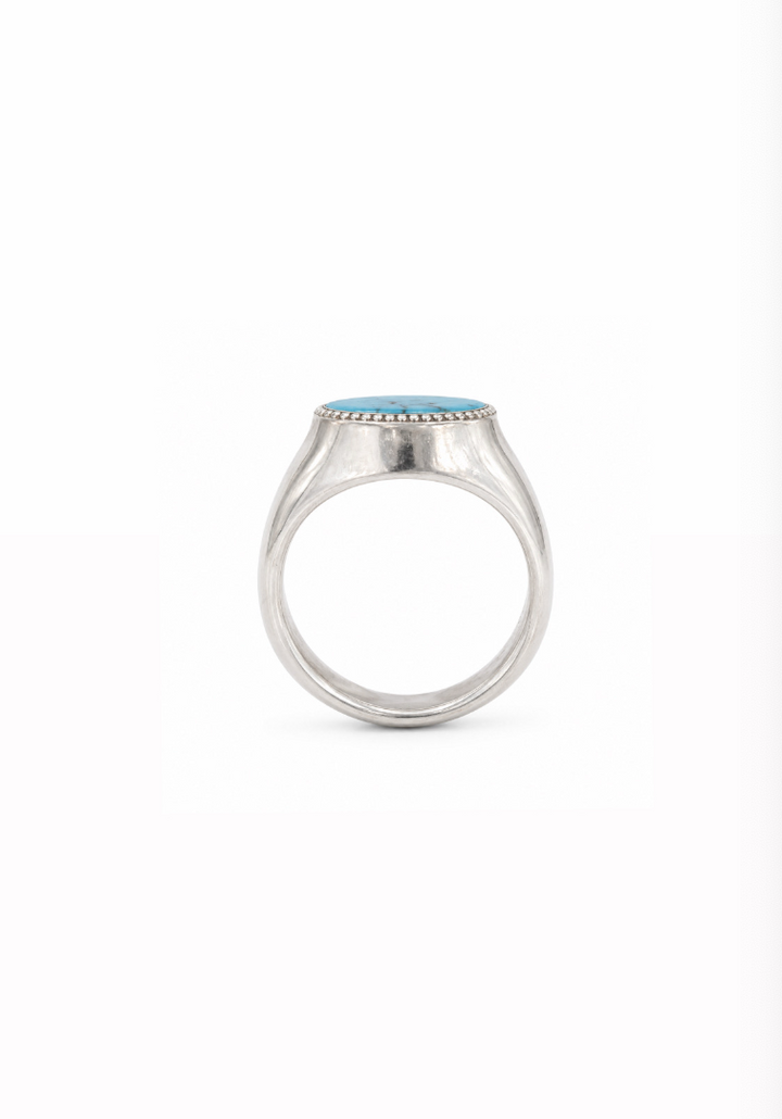 Silver Milgrain x Blue Ridge Turquoise Inlay Ring