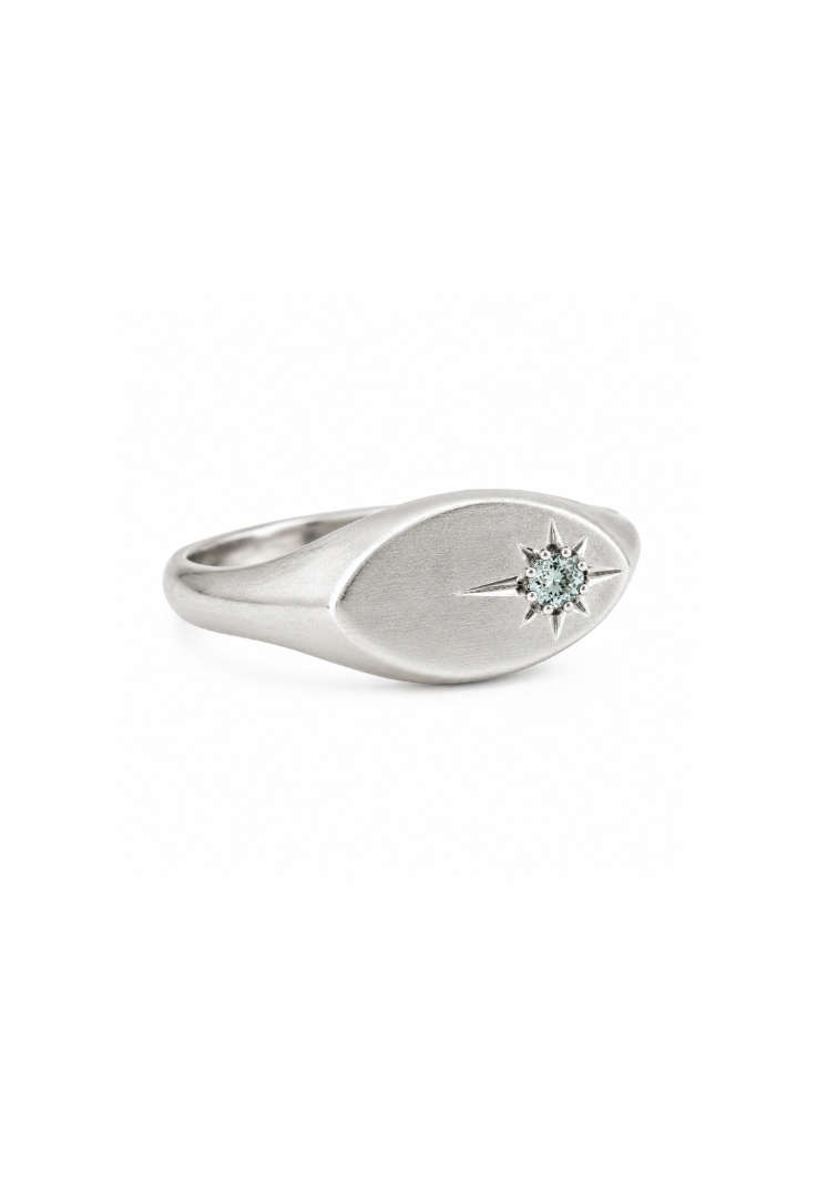 Sterling Silver x Sapphire Off Centered East West Ring